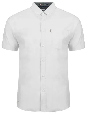 Pittsburg Short Sleeve Cotton Twill Shirt in Optic White - Le Shark