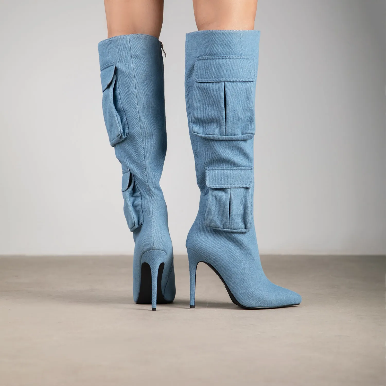 RAID Hazelle Knee High Boot in Denim