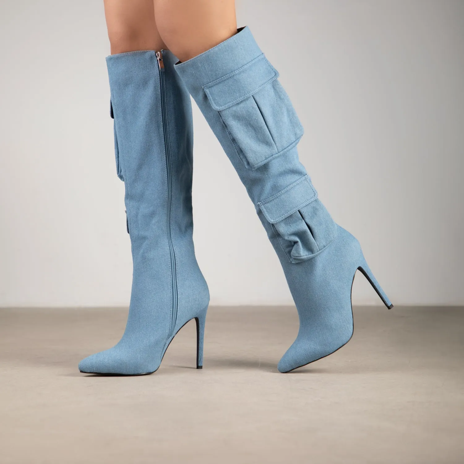 RAID Hazelle Knee High Boot in Denim