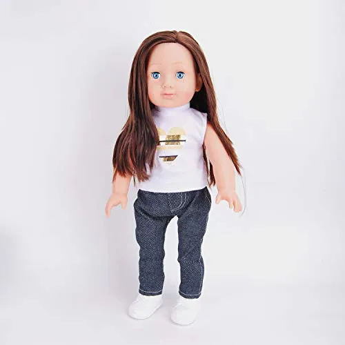 Resilient Girl: 3 Piece Outfit-1 Pink Baseball Jacket, 1 White Shirt, 1 Blue Jean, fits 18inch Doll. Sneakers Sold Separately (Doll not Included)