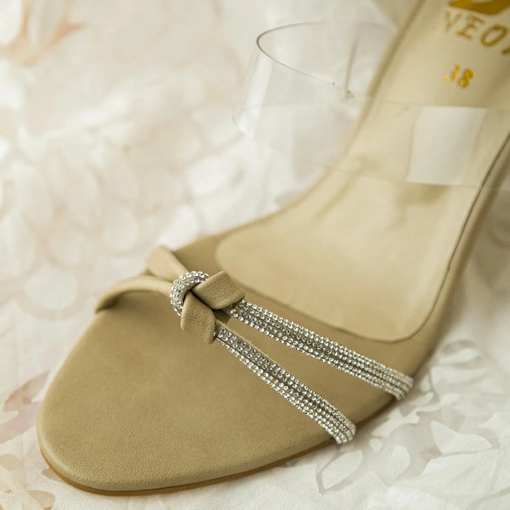 Rhinestone With Clear Strap Sandals Skin