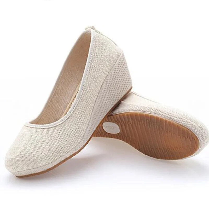 Round Toe Espadrilles Wedge Shoes