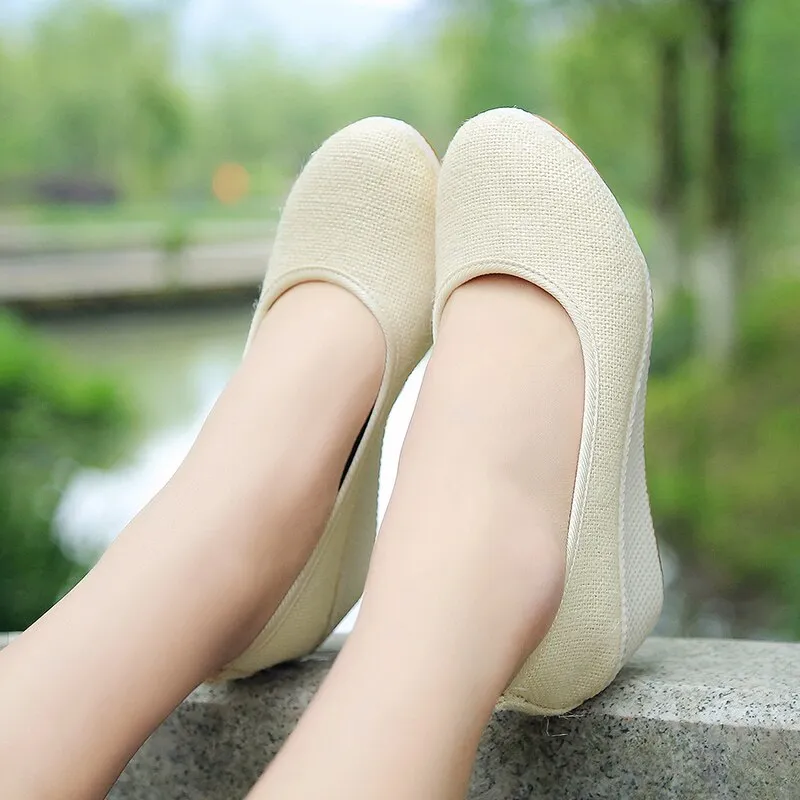 Round Toe Espadrilles Wedge Shoes