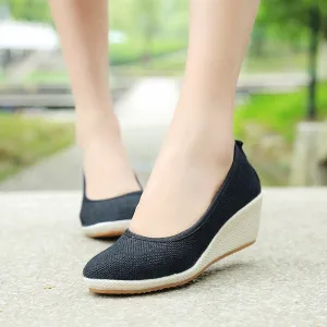 Round Toe Espadrilles Wedge Shoes