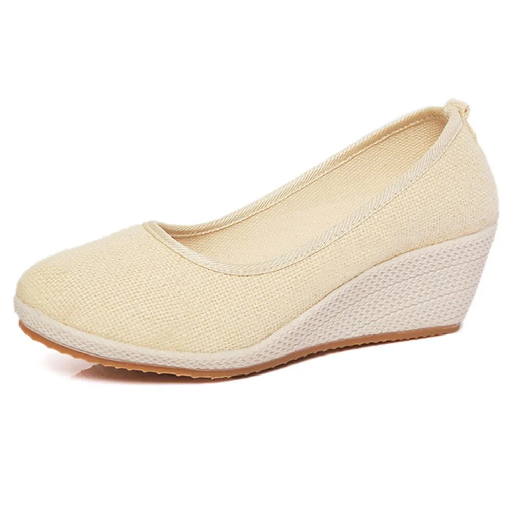 Round Toe Espadrilles Wedge Shoes