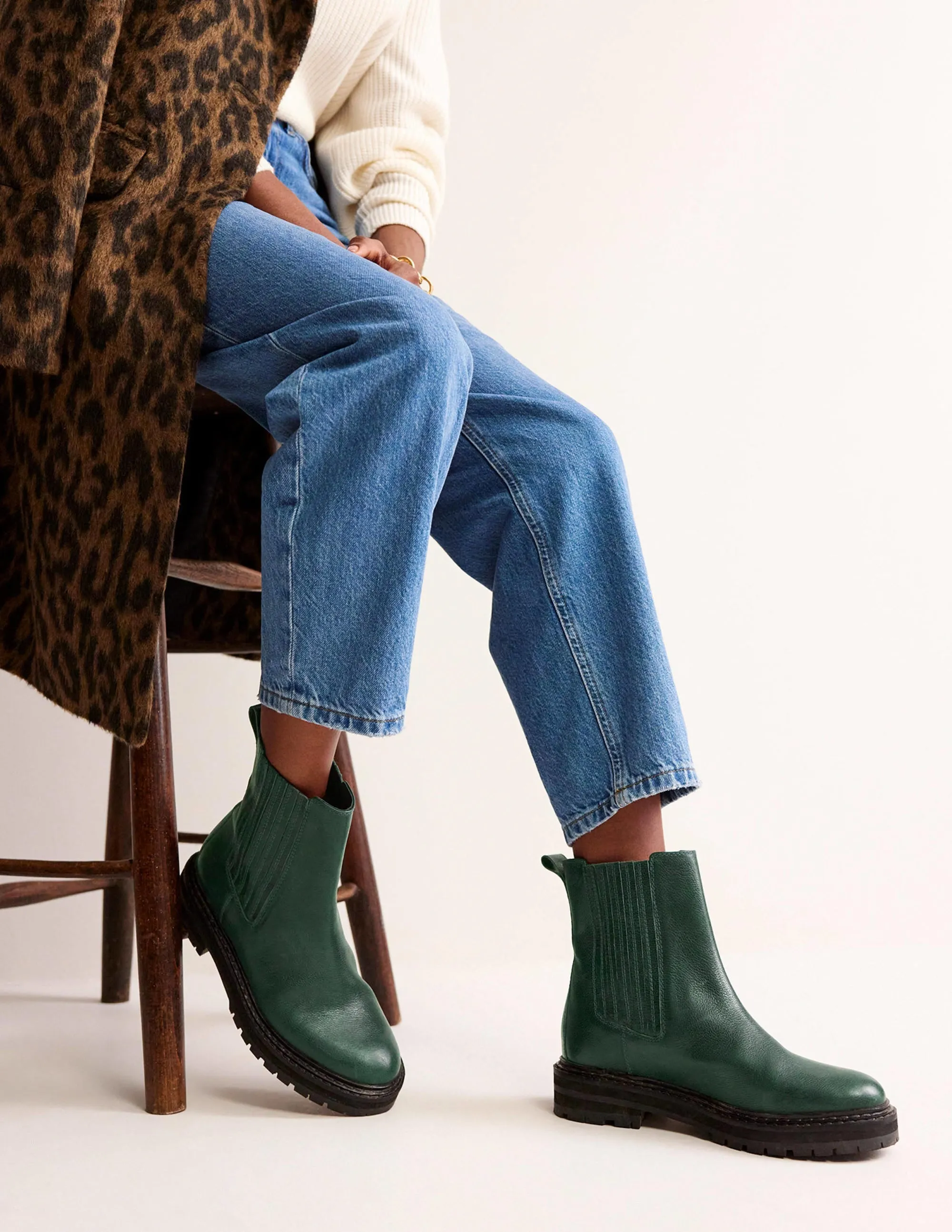 Sadie Chunky Chelsea Boot-Chatsworth Green Malaga