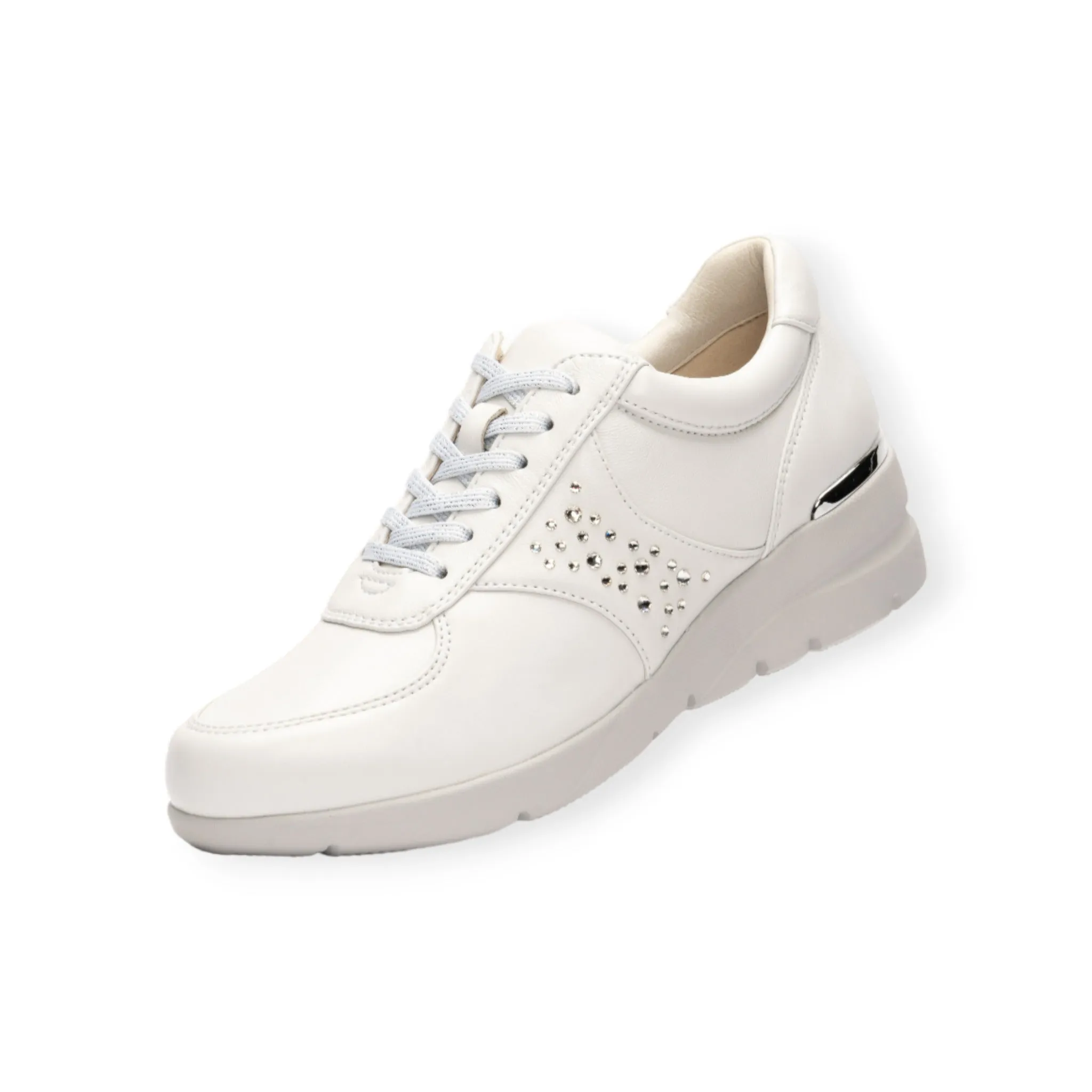 Sheepskin leather sneakers with Swarovski crystal glass and zippers  #FJ054