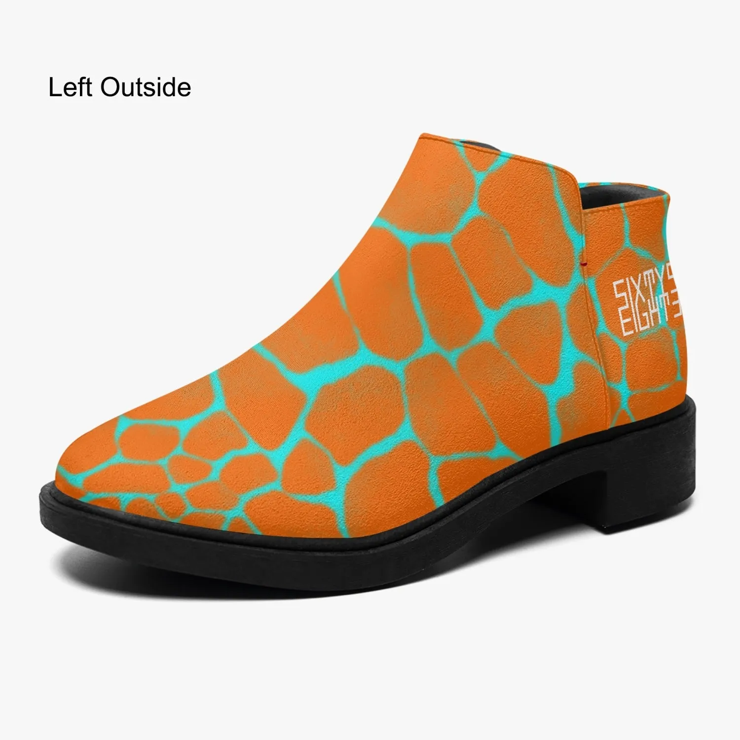 Sixty Eight 93 Logo White Boa Orange & Aqua Blue Suede Zipper Boots