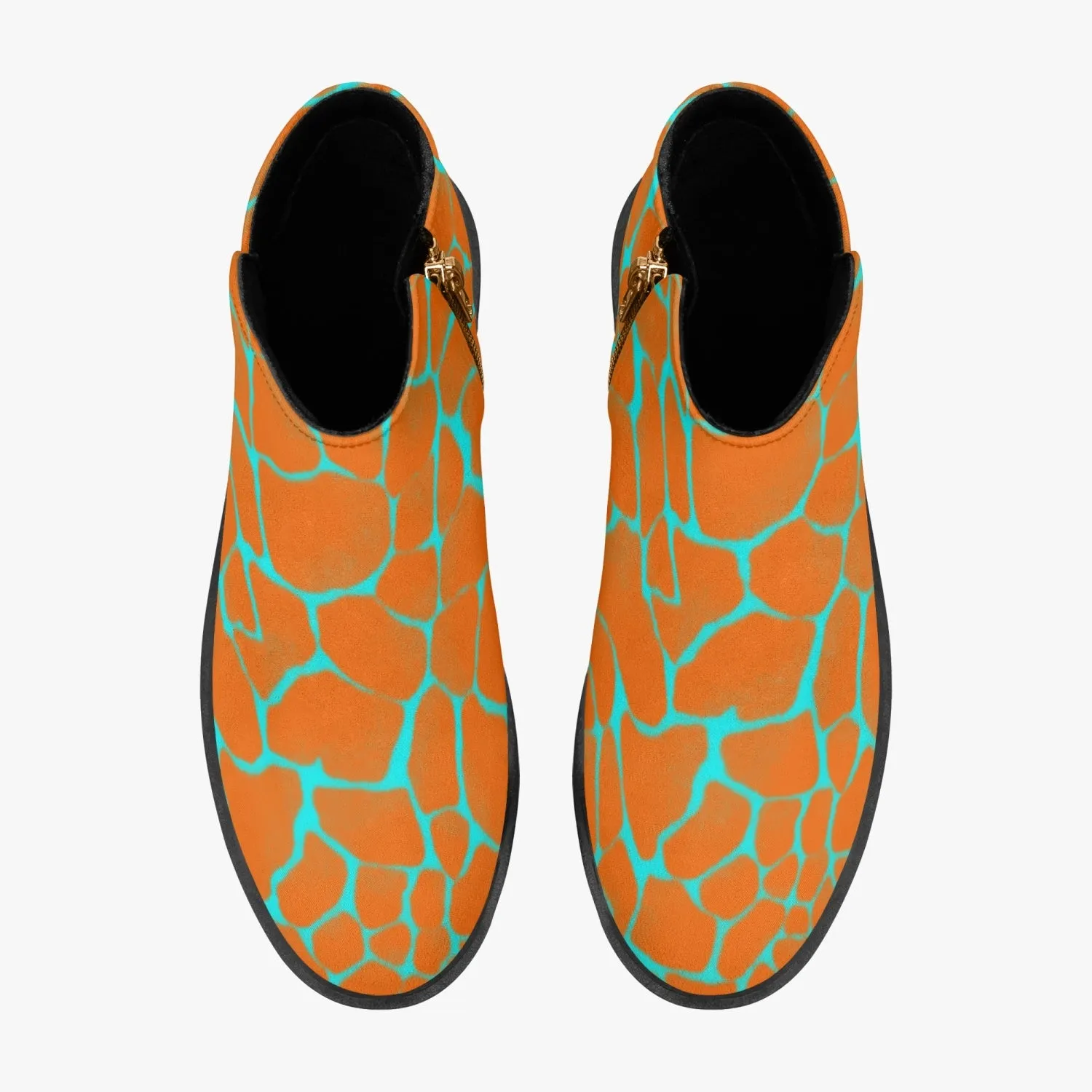 Sixty Eight 93 Logo White Boa Orange & Aqua Blue Suede Zipper Boots