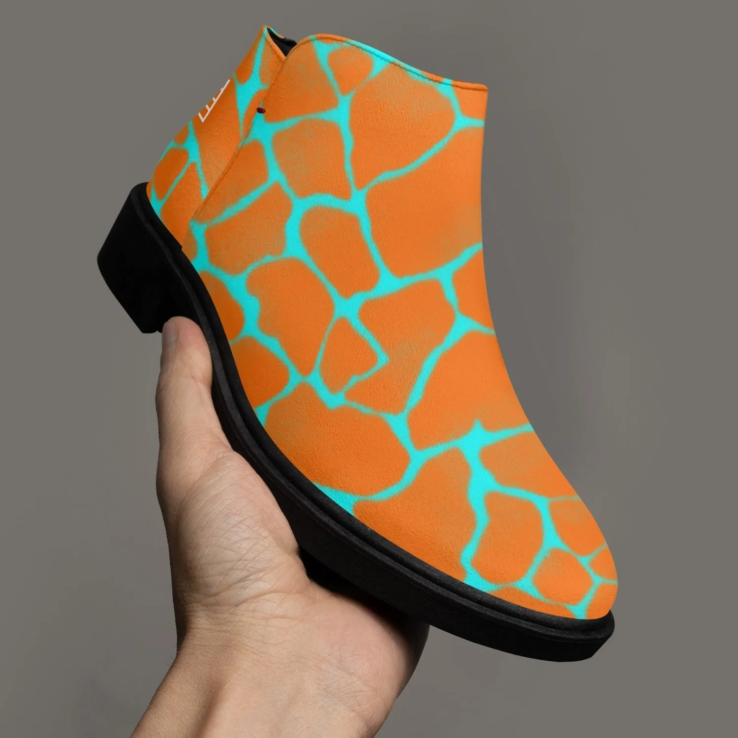 Sixty Eight 93 Logo White Boa Orange & Aqua Blue Suede Zipper Boots