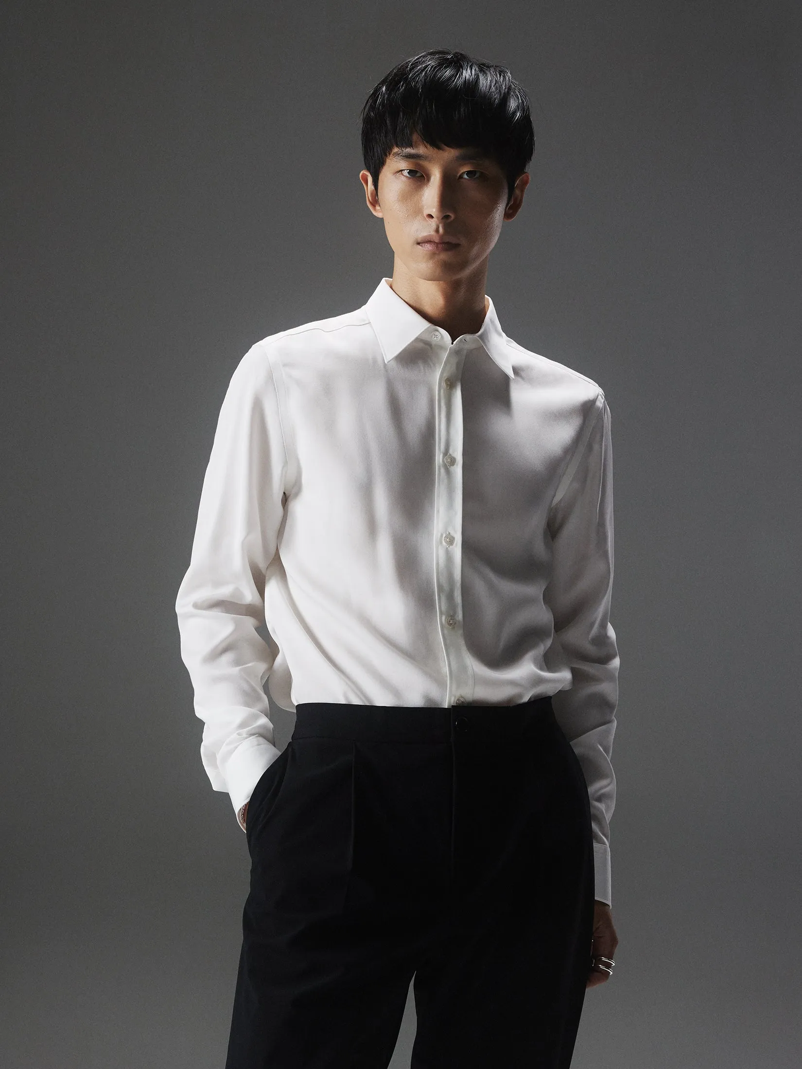 Slim fit Tencel shirt / Cloud White