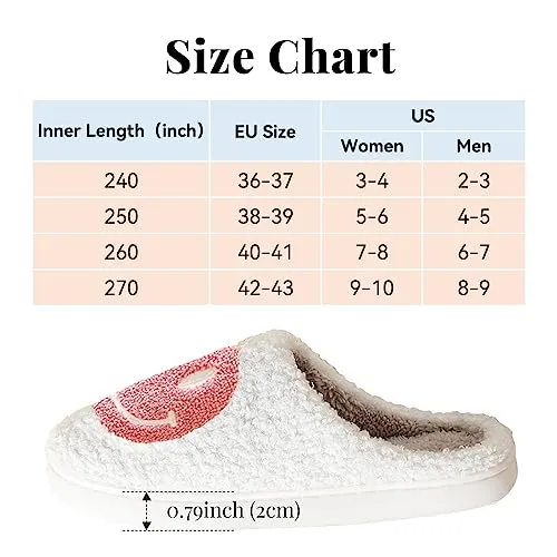 Smile Face Slippers fpr Women Happy face slippers Retro Soft Plush Warm Slip-on Slippers, Cozy Indoor Outdoor Slippers with Memory Foam for Men Women