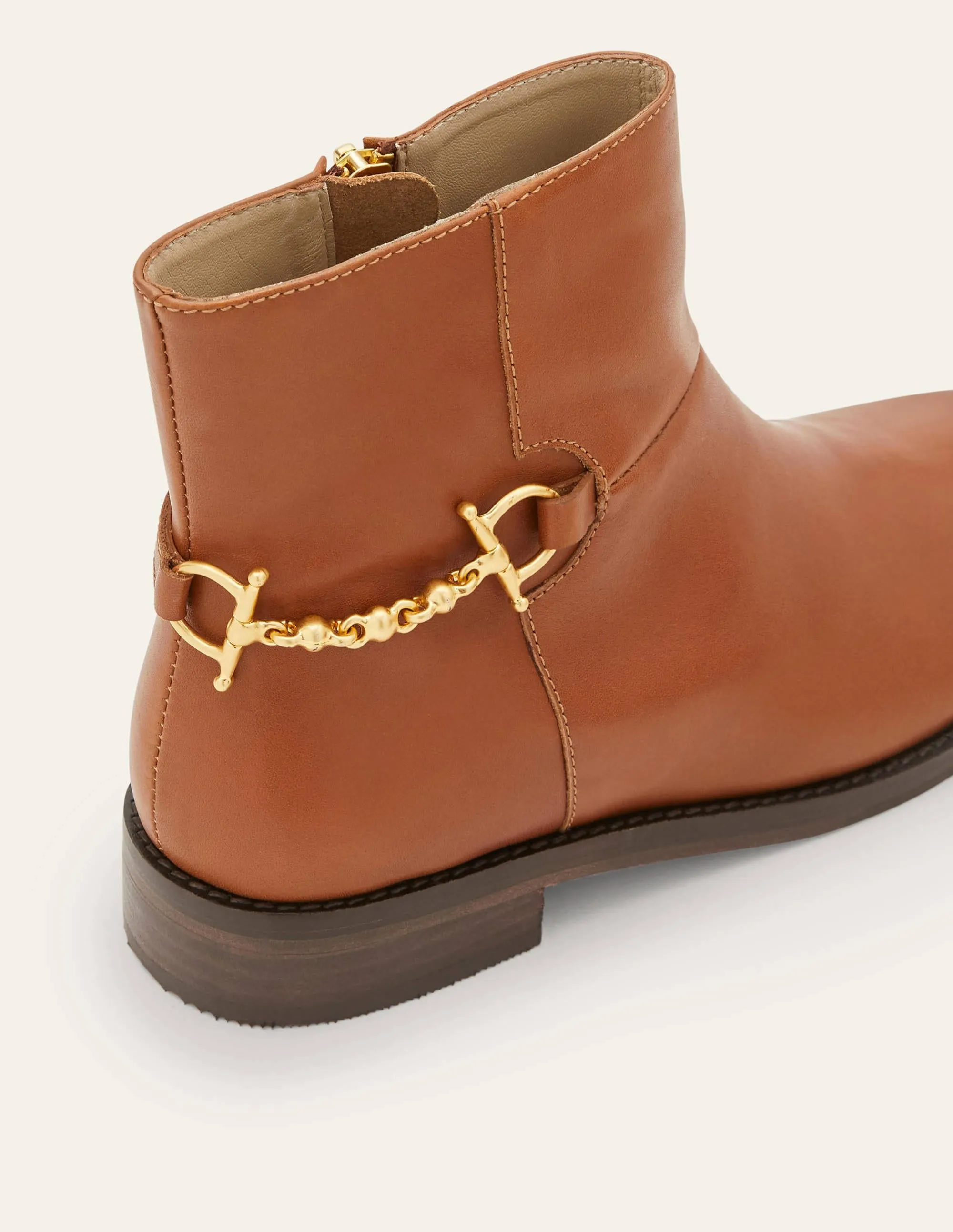 Snaffle Detail Ankle Boots-Dark Tan