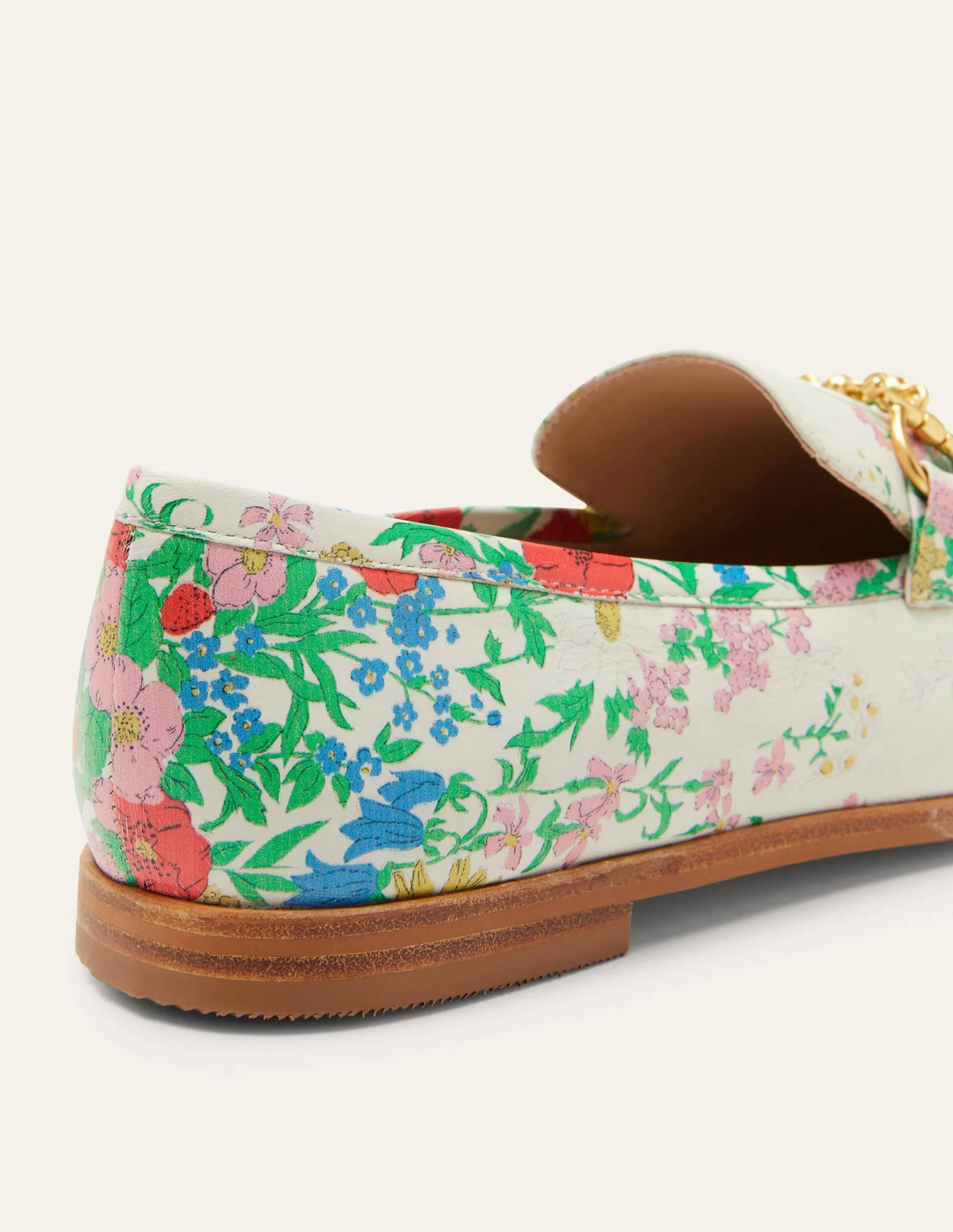 Snaffle Detail Leather Loafers-Ivory, Botanical Terrace