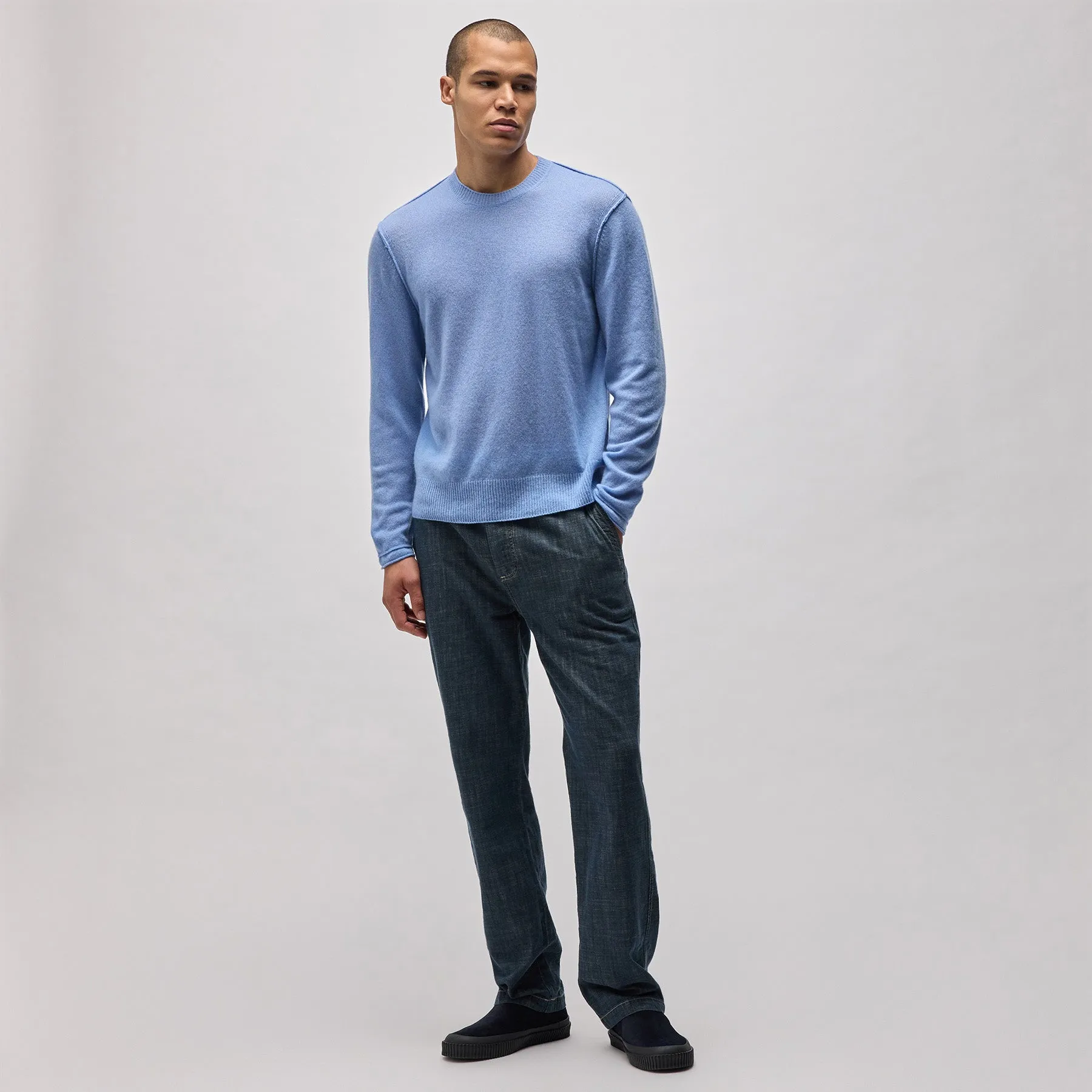 Soft Featherweight Cashmere Crew - Coast