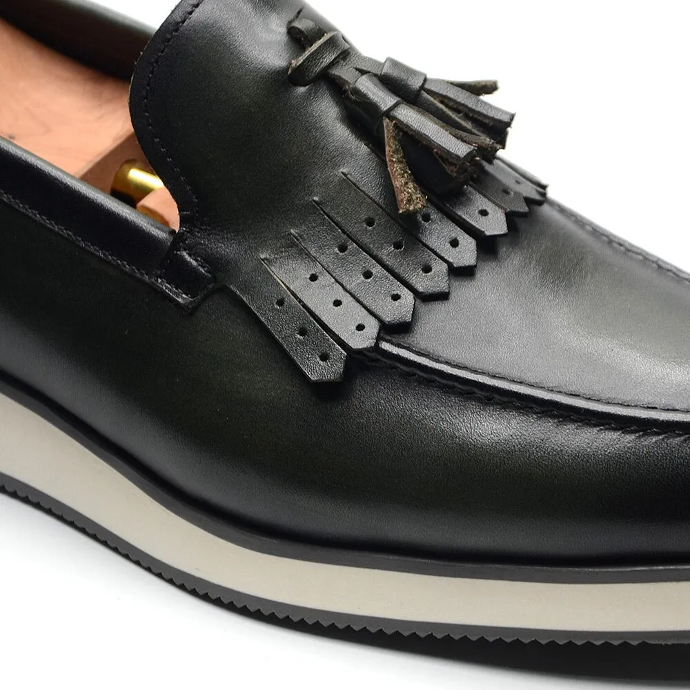 Solid Genuine Leather Slip-on Loafers