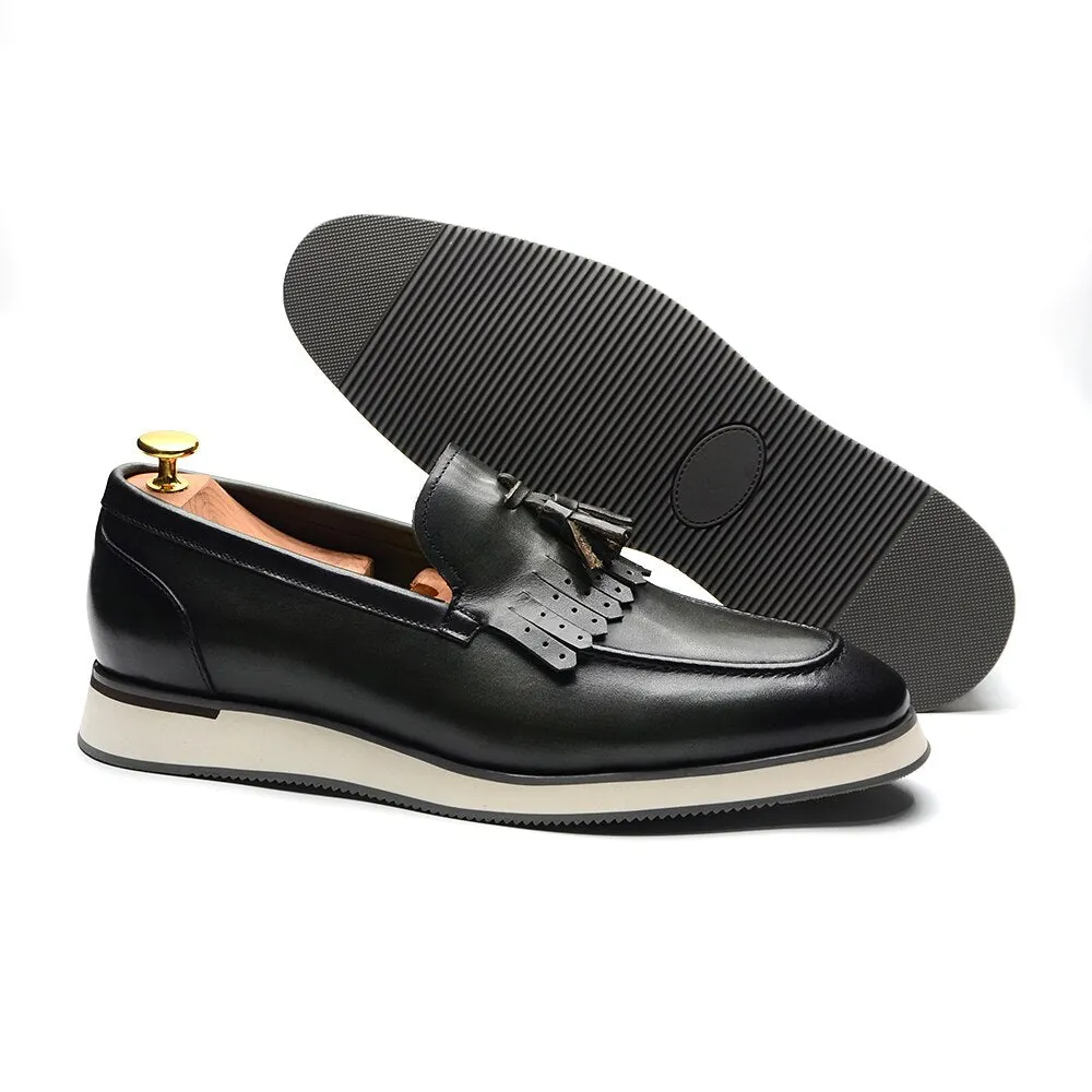 Solid Genuine Leather Slip-on Loafers