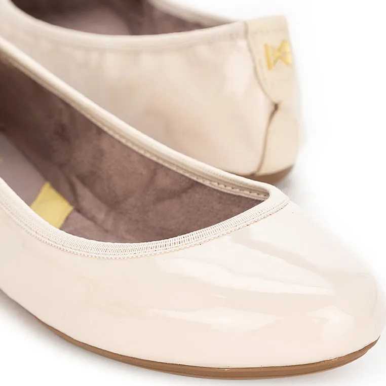 SOPHIA Ballet Flat Shoes - Beige Patent