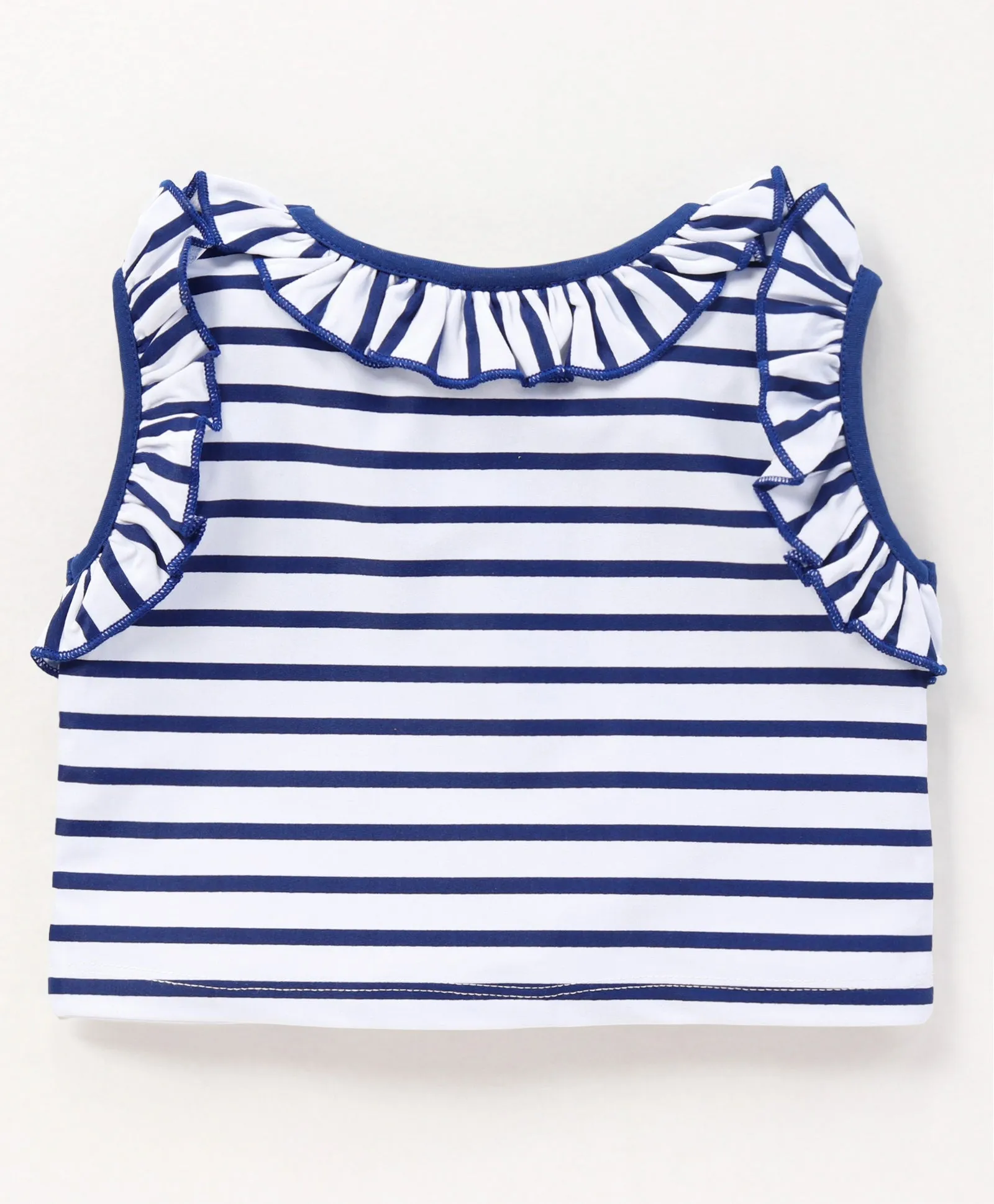 Striped Frilled Top Flapped Short Set