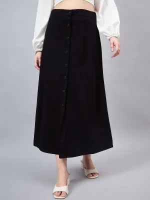 Style Quotient Women Black A-Line Maxi Denim Skirt