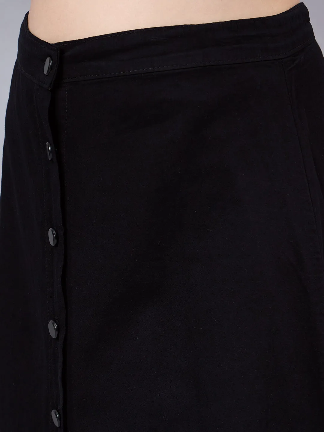 Style Quotient Women Black A-Line Maxi Denim Skirt