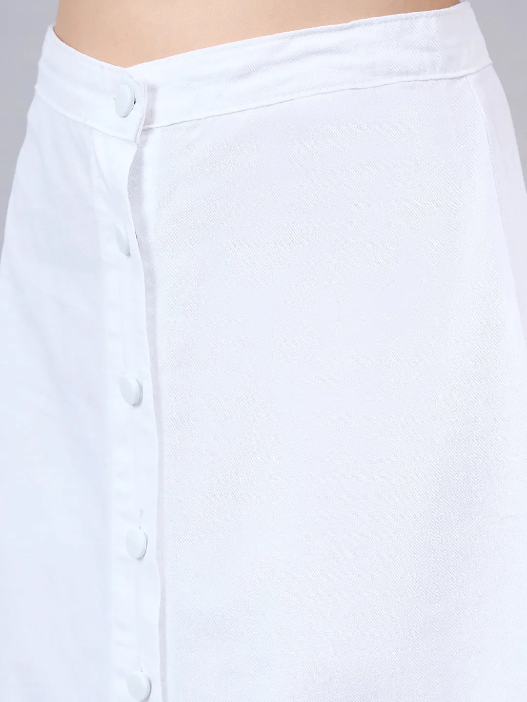 Style Quotient Women White A-Line Maxi Denim Skirt