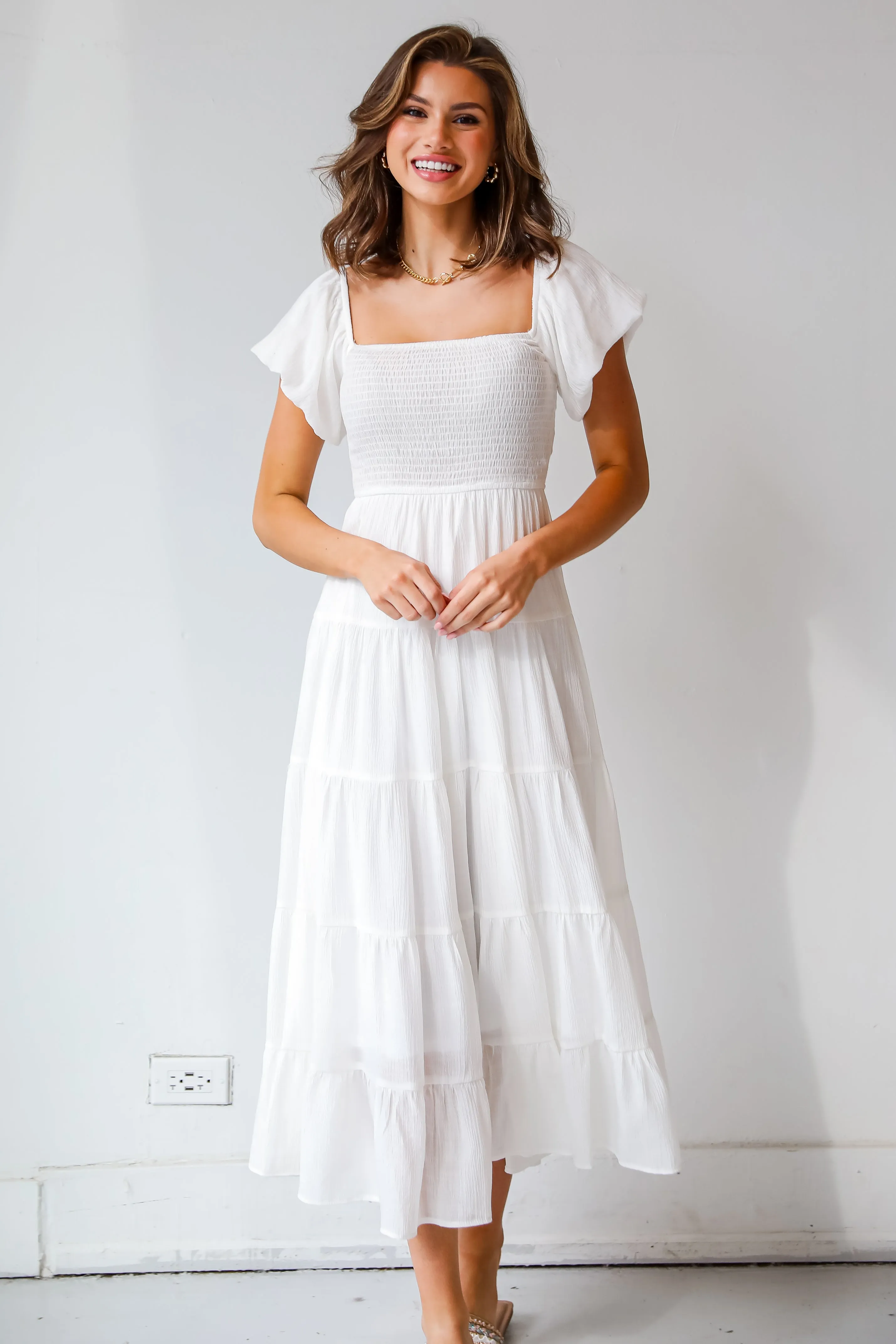 Sunny Persuasion White Tiered Maxi Dress