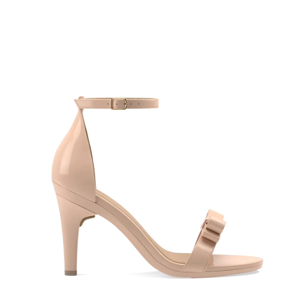 The Pashionista - Sand Patent Bow   Stiletto Heel Kit 4 Sand - FINAL SALE