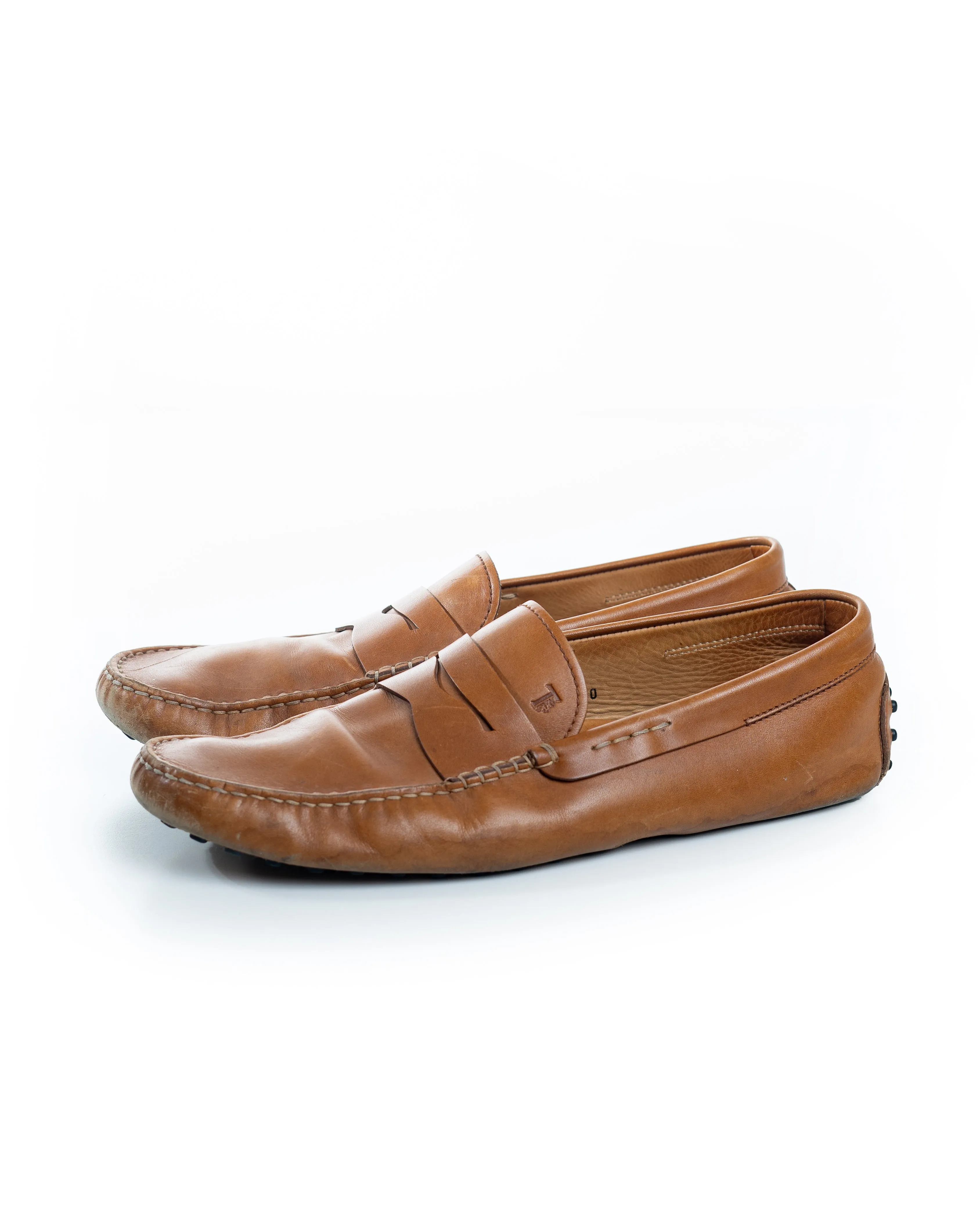 Tods Brown Leather Slip Loafers