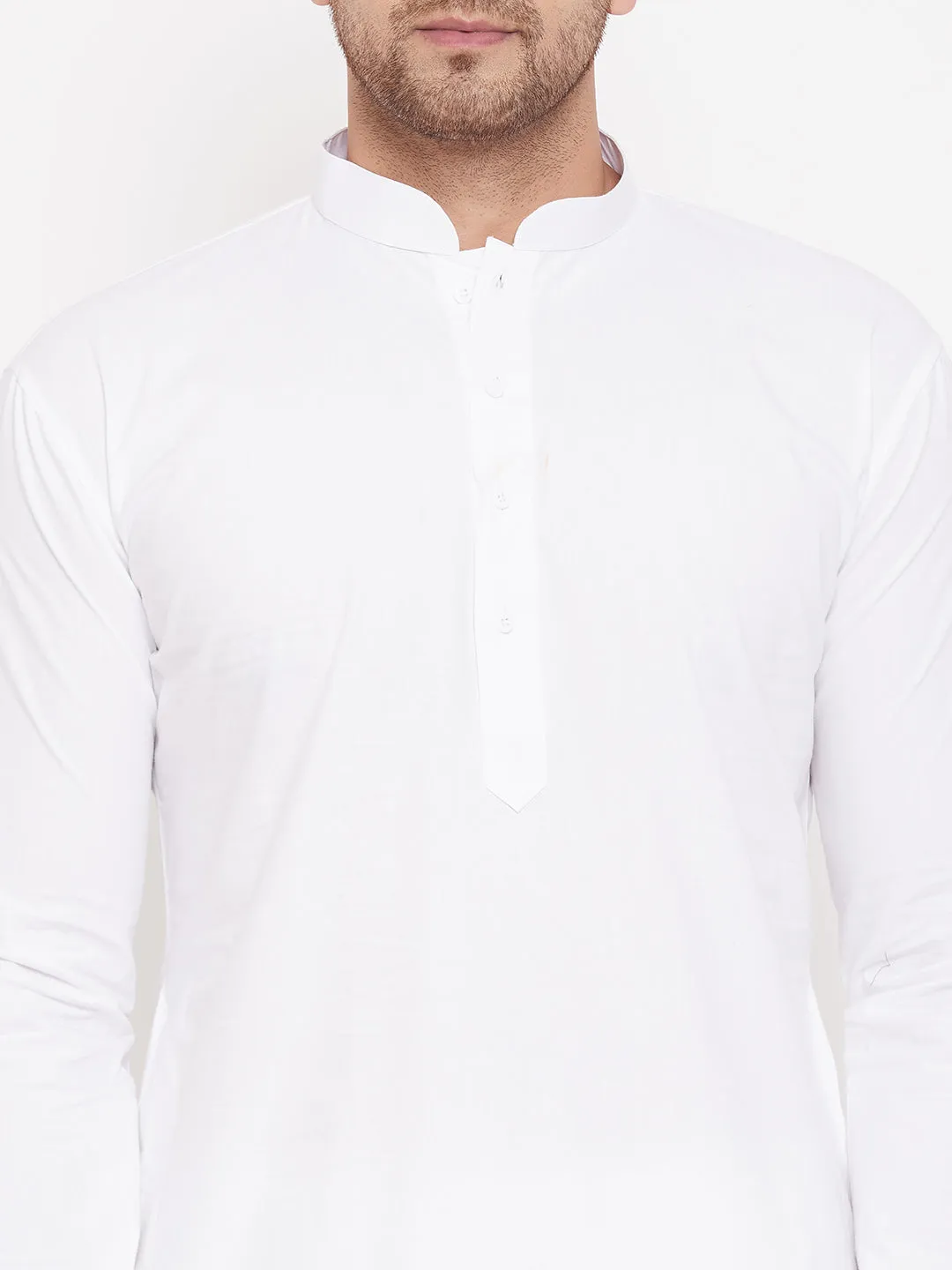 VASTRAMAY White Cotton Blend Kurta Set