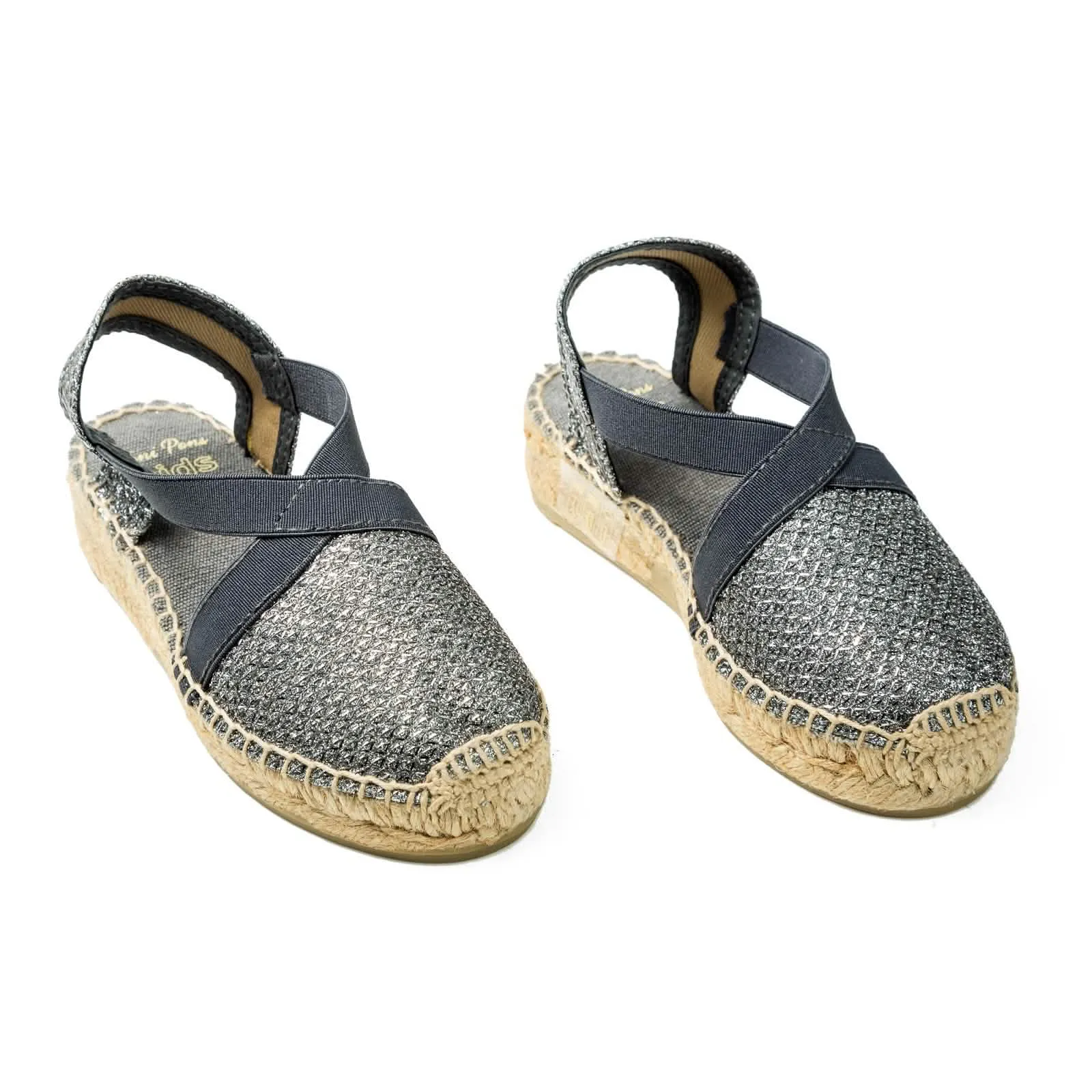 Vegan Metallic Wedge Espadrille for Kids - Edita-S