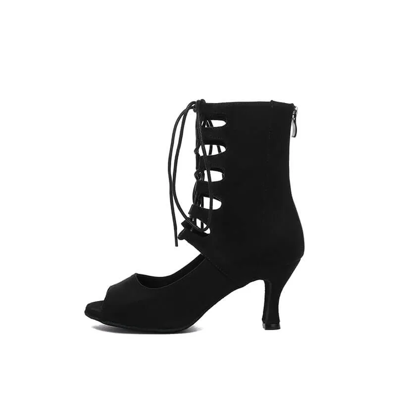 Women Lace-up Latin Tango Dance Heels Boots