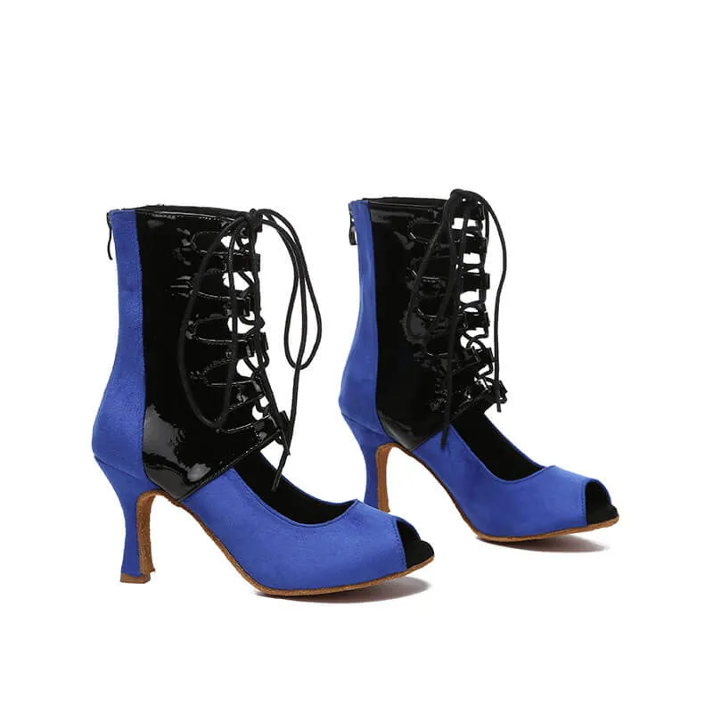 Women Lace-up Latin Tango Dance Heels Boots