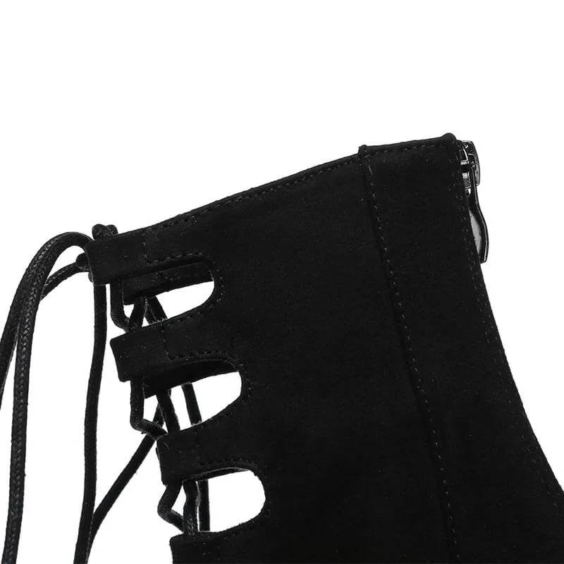 Women Lace-up Latin Tango Dance Heels Boots