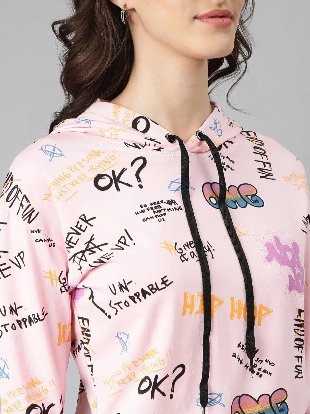 Women Pink Typographic Tracksuit