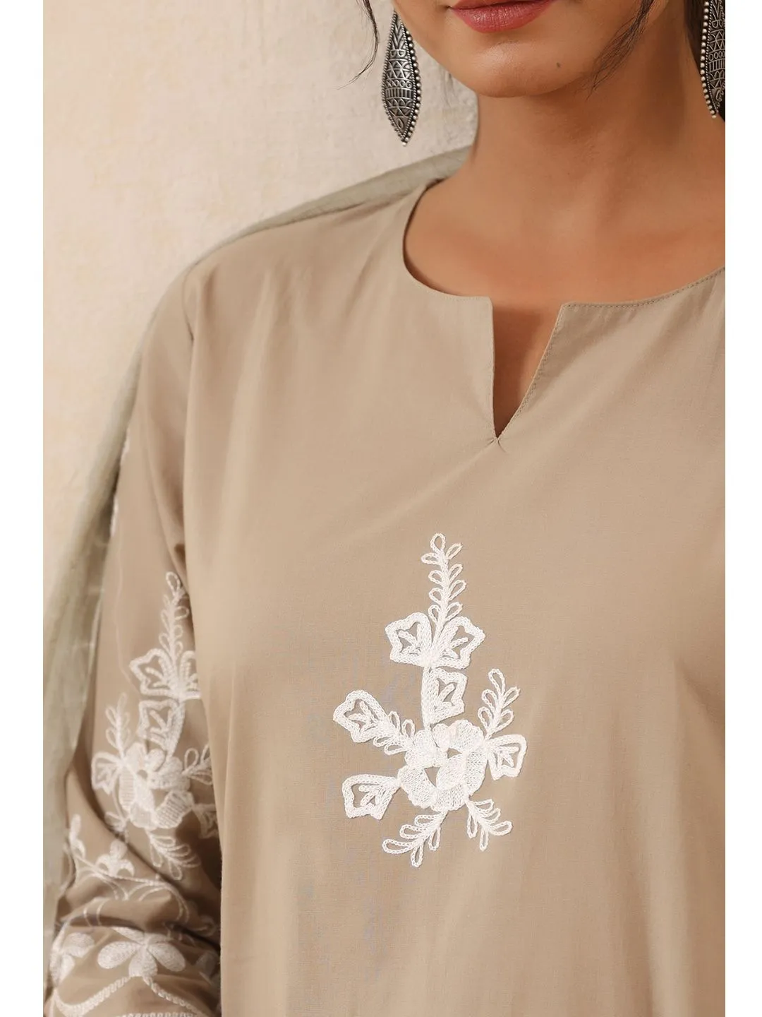 Zeenat Cotton Embroidered 3-Piece Kurta Set